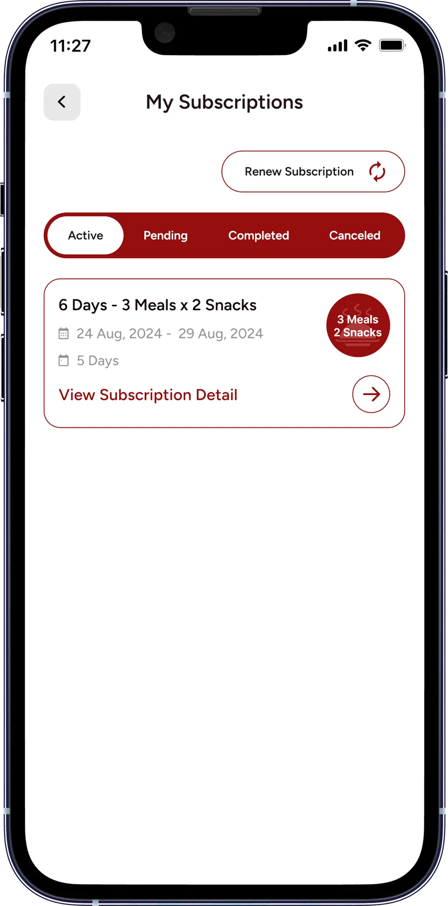 Aim Diet customer app — My Subscriptions